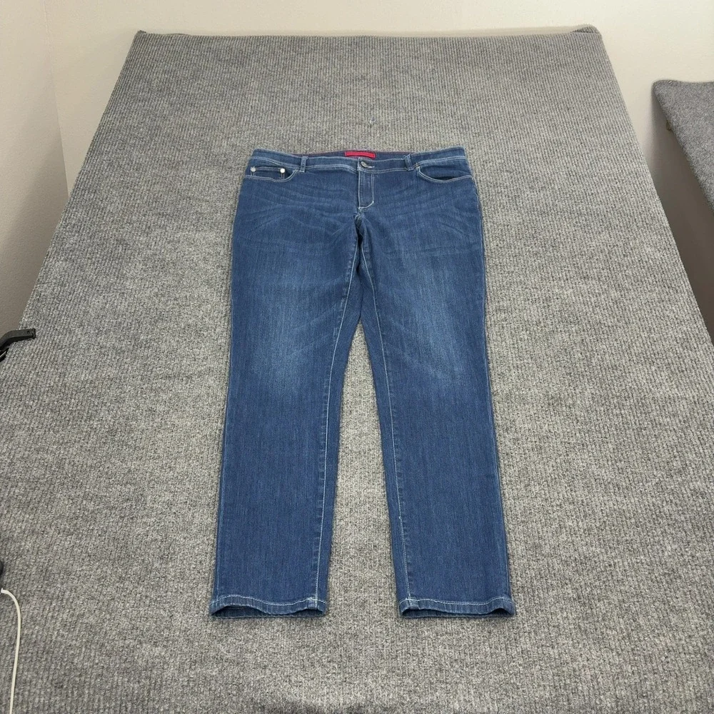 LL Bean Jeans Womens 16 Blue Cotton Blend Stretch Straight Leg Casual Classic
